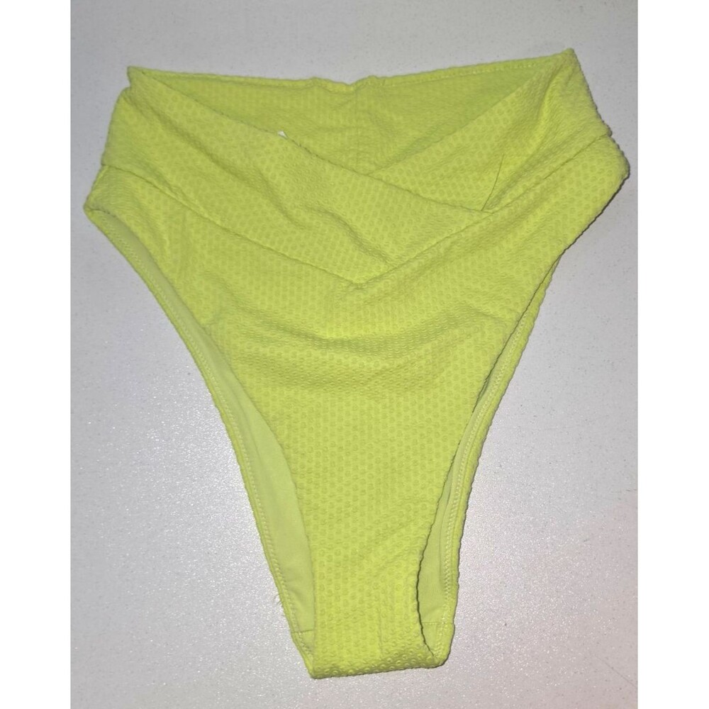 Aerie High Cut Cheeky Green Textured Bathing Suit Bottom Size Medium M NEW